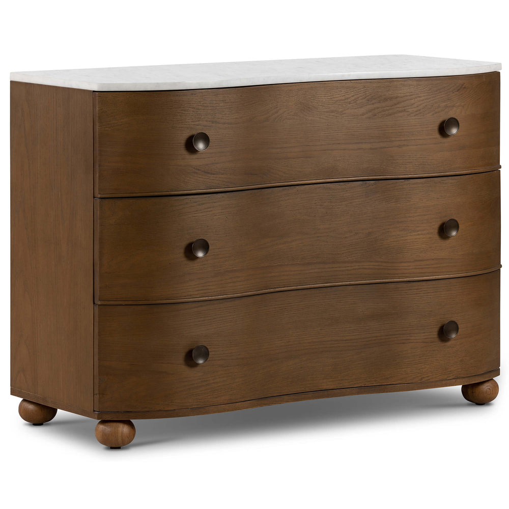 Tiago Marble Top Chest, Toasted Oak-Furniture - Storage-High Fashion Home