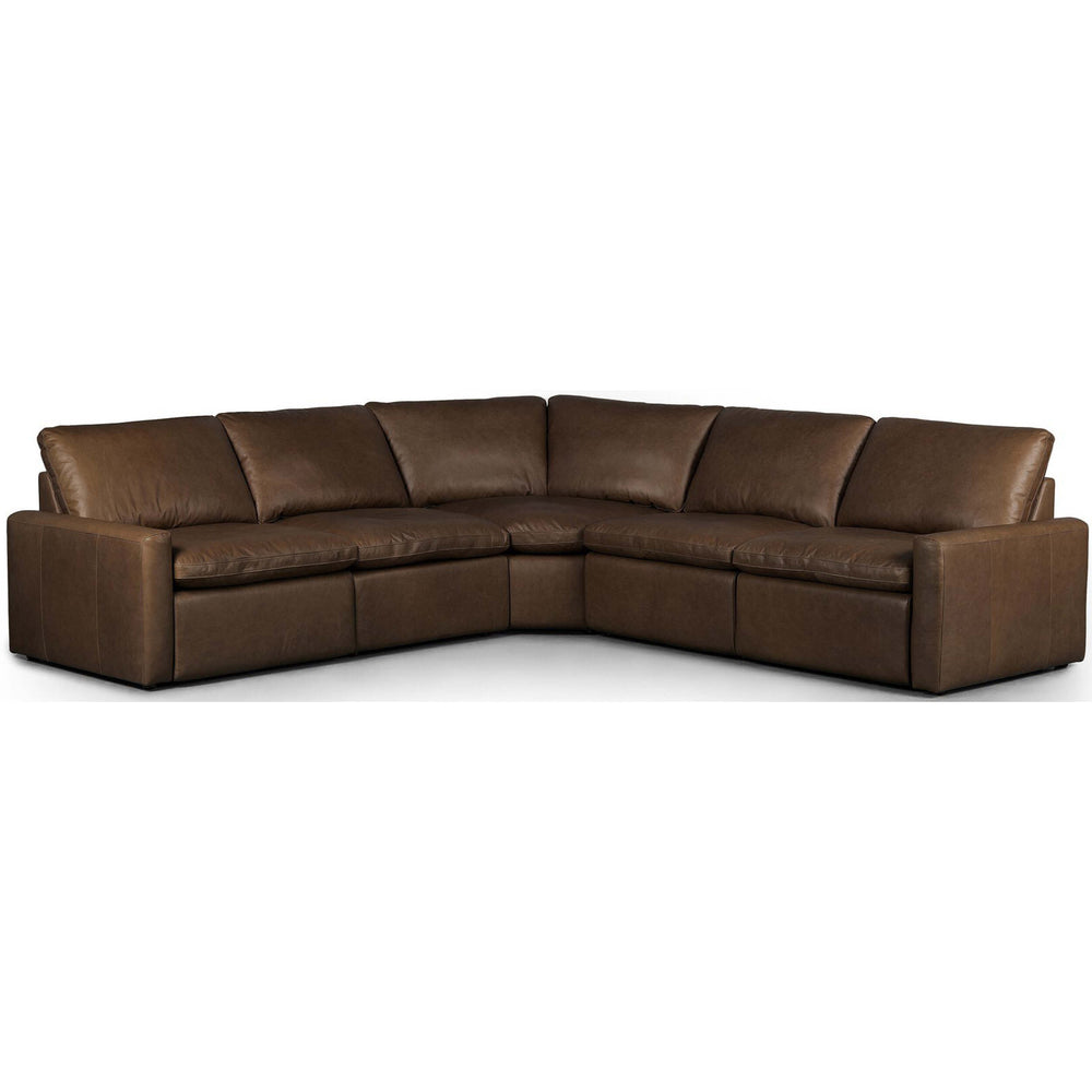 Tillery Leather Power Recliner 5-Piece Sectional, Sonoma Coco