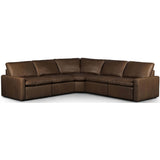 Tillery Leather Power Recliner 5-Piece Sectional, Sonoma Coco