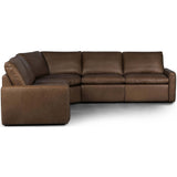 Tillery Leather Power Recliner 5-Piece Sectional, Sonoma Coco