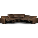 Tillery Leather Power Recliner 5-Piece Sectional, Sonoma Coco