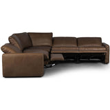 Tillery Leather Power Recliner 5-Piece Sectional, Sonoma Coco