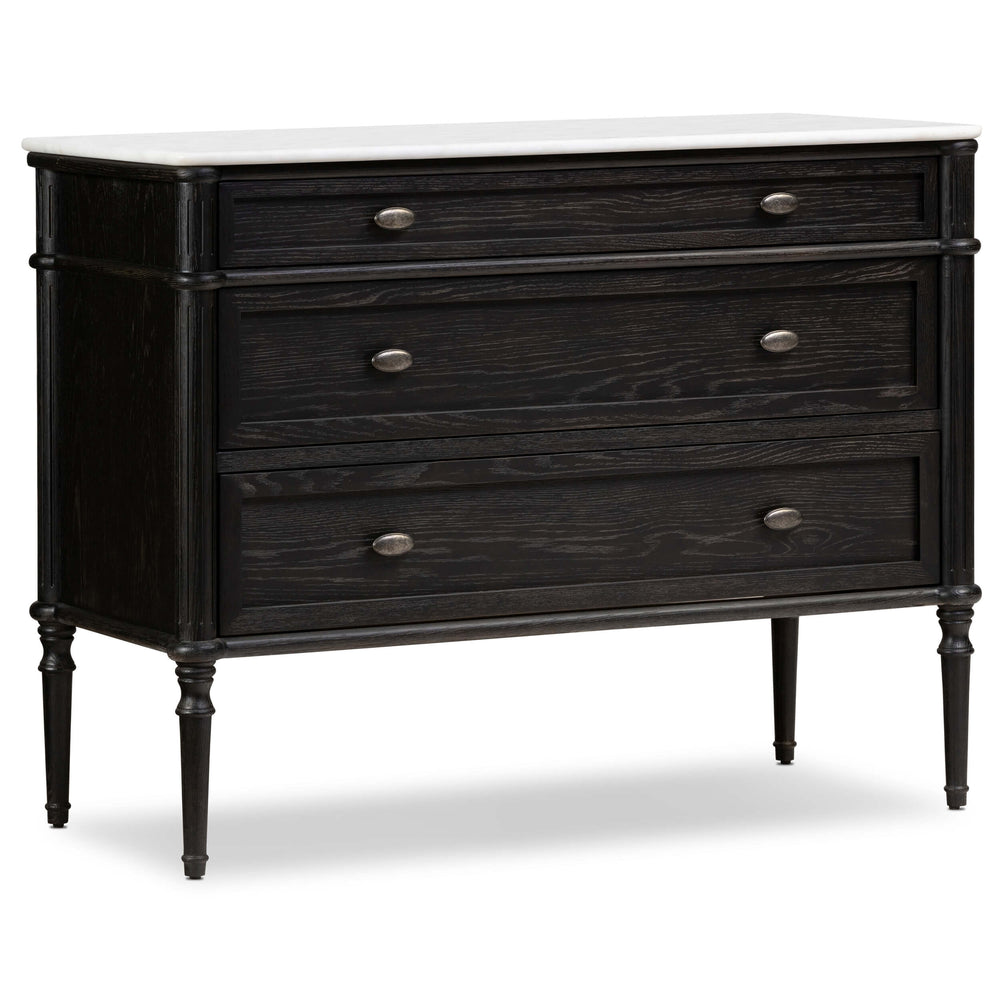 Toulouse Marble Chest, Distressed Black-Furniture - Storage-High Fashion Home