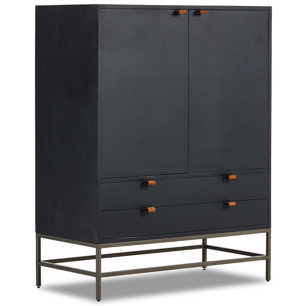 Trey Bar Cabinet, Black Wash Poplar-Furniture - Storage-High Fashion Home