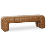 Verity Leather Bench, Tan-Furniture - Benches-High Fashion Home