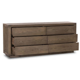 Warby 6 Drawer Dresser, Worn Oak-Furniture - Bedroom-High Fashion Home