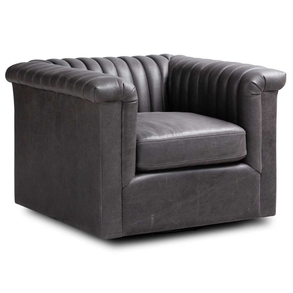 Watson Leather Swivel Chair, Palermo Black