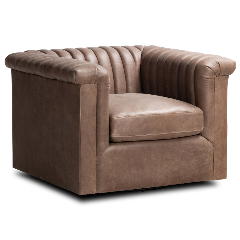 Watson Leather Swivel Chair, Palermo Cigar