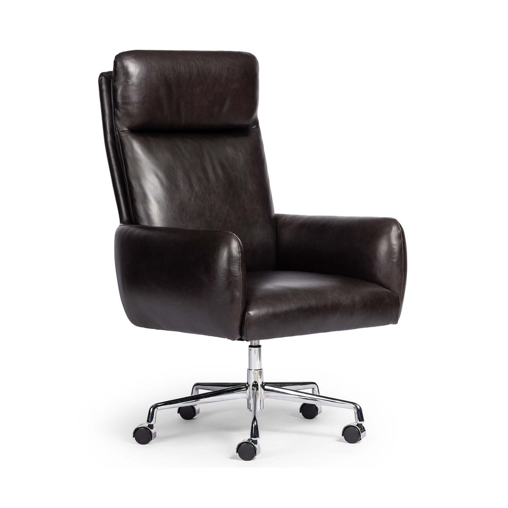 Wayland Leather Desk Chair, Sonoma Black-Furniture - Office-High Fashion Home