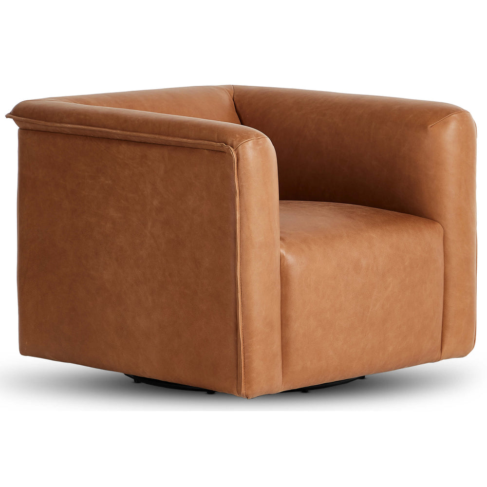 Wellborn Leather Swivel Chair, Palermo Cognac-Furniture - Chairs-High Fashion Home