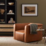 Wellborn Leather Swivel Chair, Palermo Cognac-Furniture - Chairs-High Fashion Home