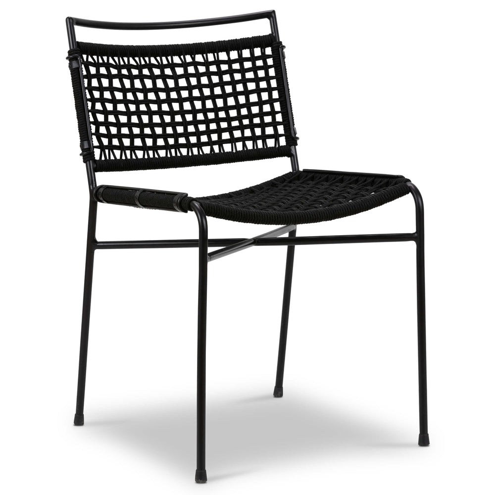 Wharton Outdoor Dining Chair, Black Rope/Satin Black, Set of 2