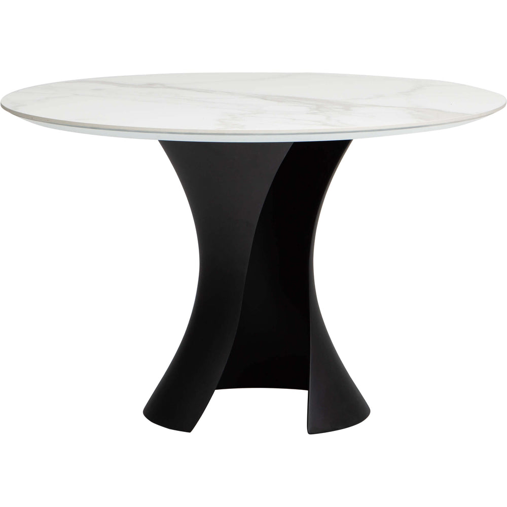 Willow Dining Table, White/Black Base