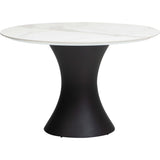 Willow Dining Table, White/Black Base