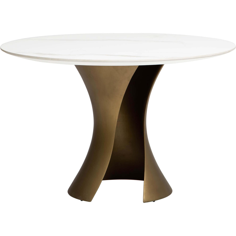 Willow Dining Table, White/Gold Base