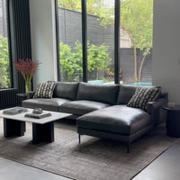 Ansel Leather Sectional, Marseille Black