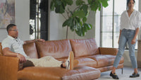 Ansel Leather Sectional, Oil Buffalo Camel