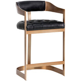 Beaumont Leather Counter Stool, Black - Furniture - Dining - High Fashion Home