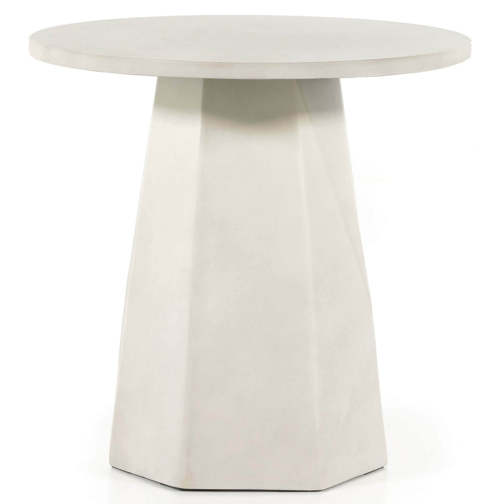 Bowman Outdoor End Table, White Concrete-Furniture - Accent Tables-High Fashion Home