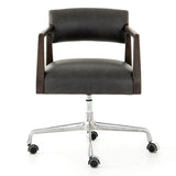 Tyler Leather Desk Chair, Chap Ebony-Furniture - Office-High Fashion Home