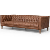 William 75" Leather Sofa, Natural Washed Chocolate-Furniture - Sofas-High Fashion Home