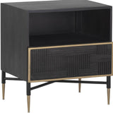 Marwood Nightstand, Brass/Dark Brown-Furniture - Bedroom-High Fashion Home