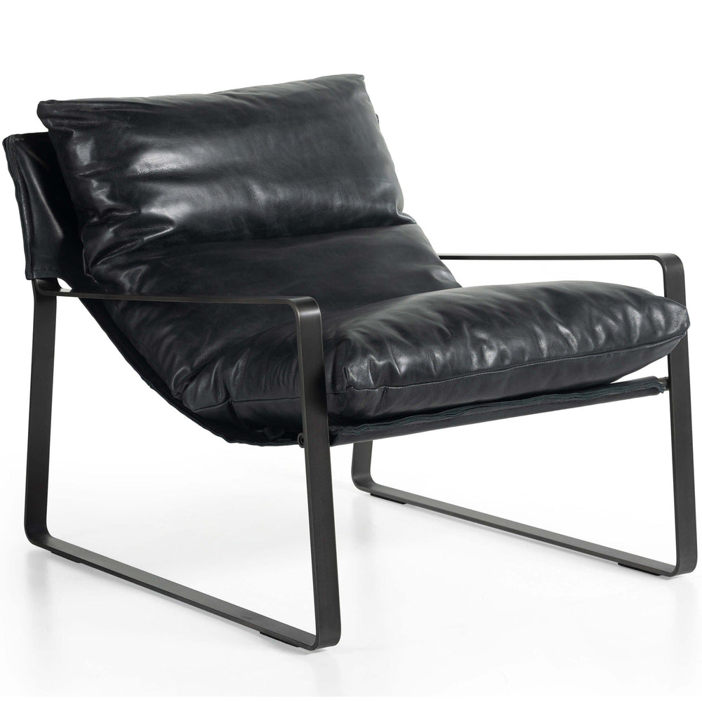 Emmett Leather Sling Chair, Dakota Black-Furniture - Chairs-High Fashion Home