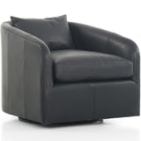 Topanga Swivel Leather Chair, Heirloom Black-Furniture - Chairs-High Fashion Home