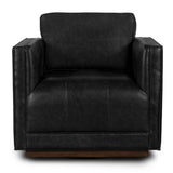 Kiera Leather Swivel Chair, Sonoma Black-Furniture - Chairs-High Fashion Home