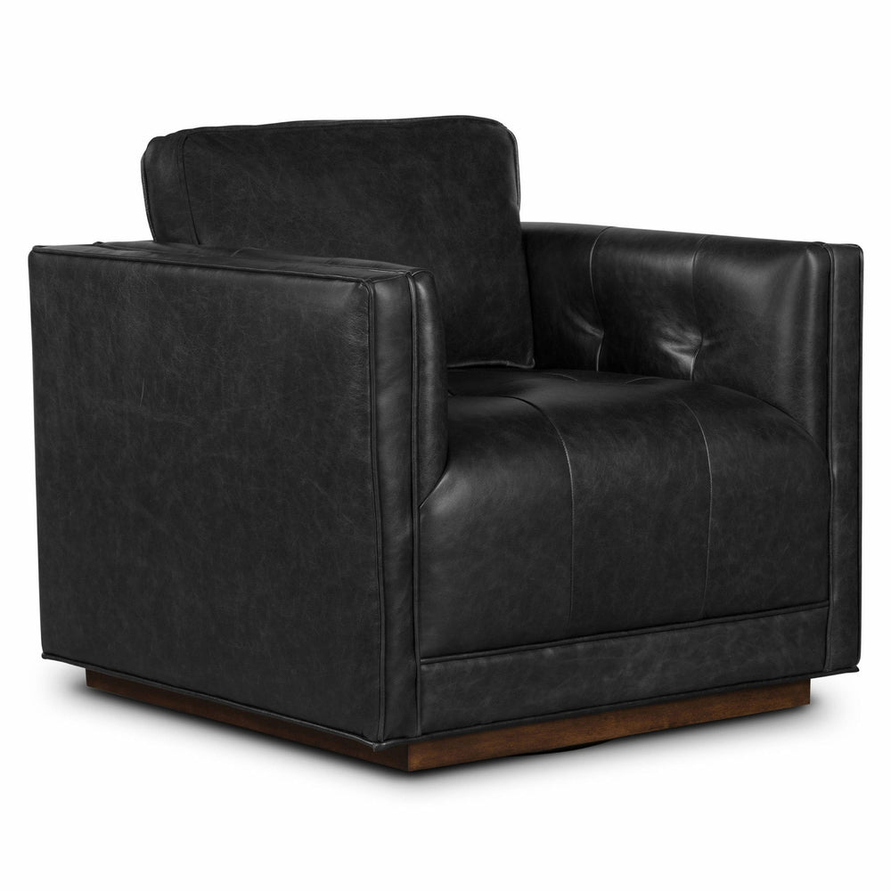 Kiera Leather Swivel Chair, Sonoma Black-Furniture - Chairs-High Fashion Home