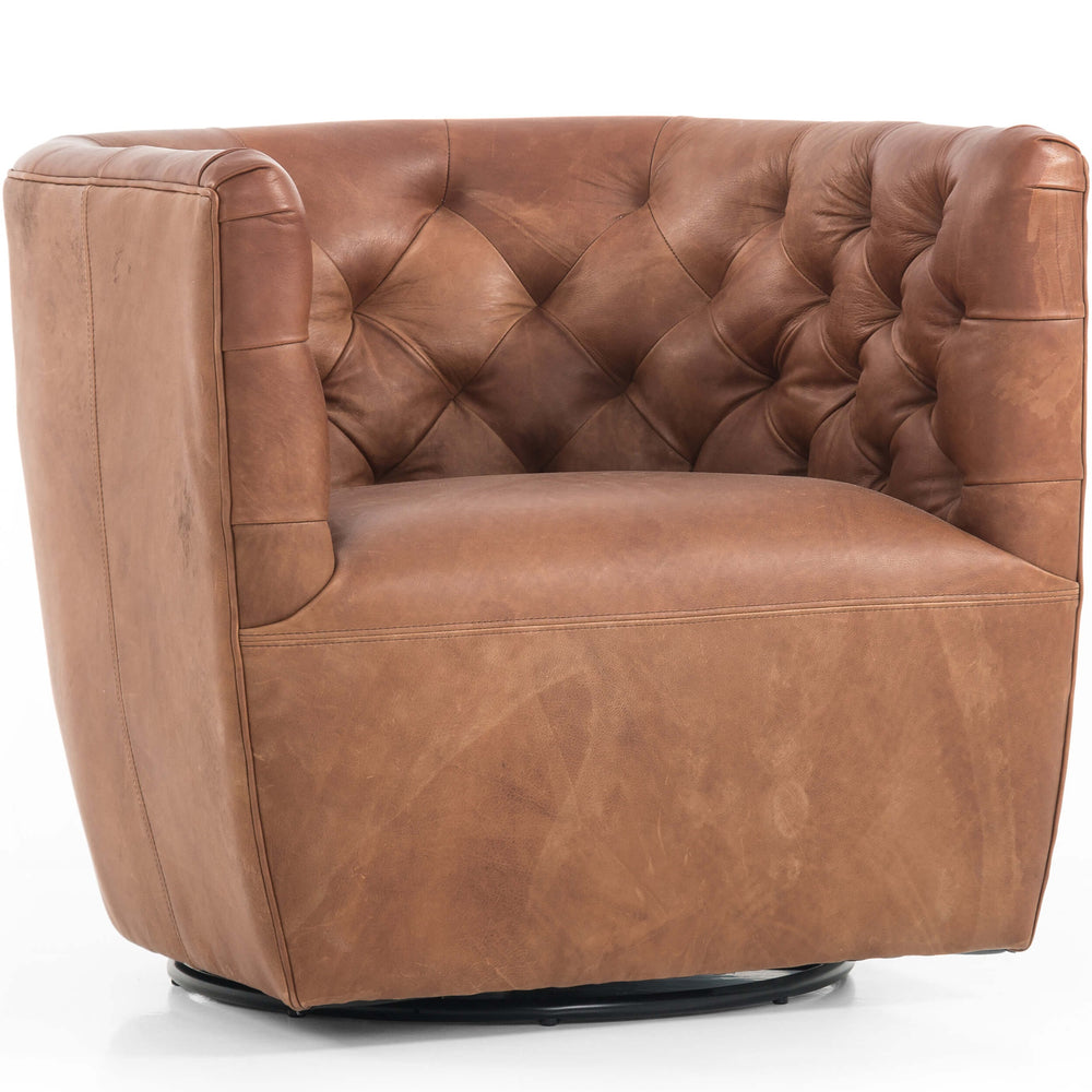 Hanover Leather Swivel Chair, Heirloom Sienna-Furniture - Chairs-High Fashion Home