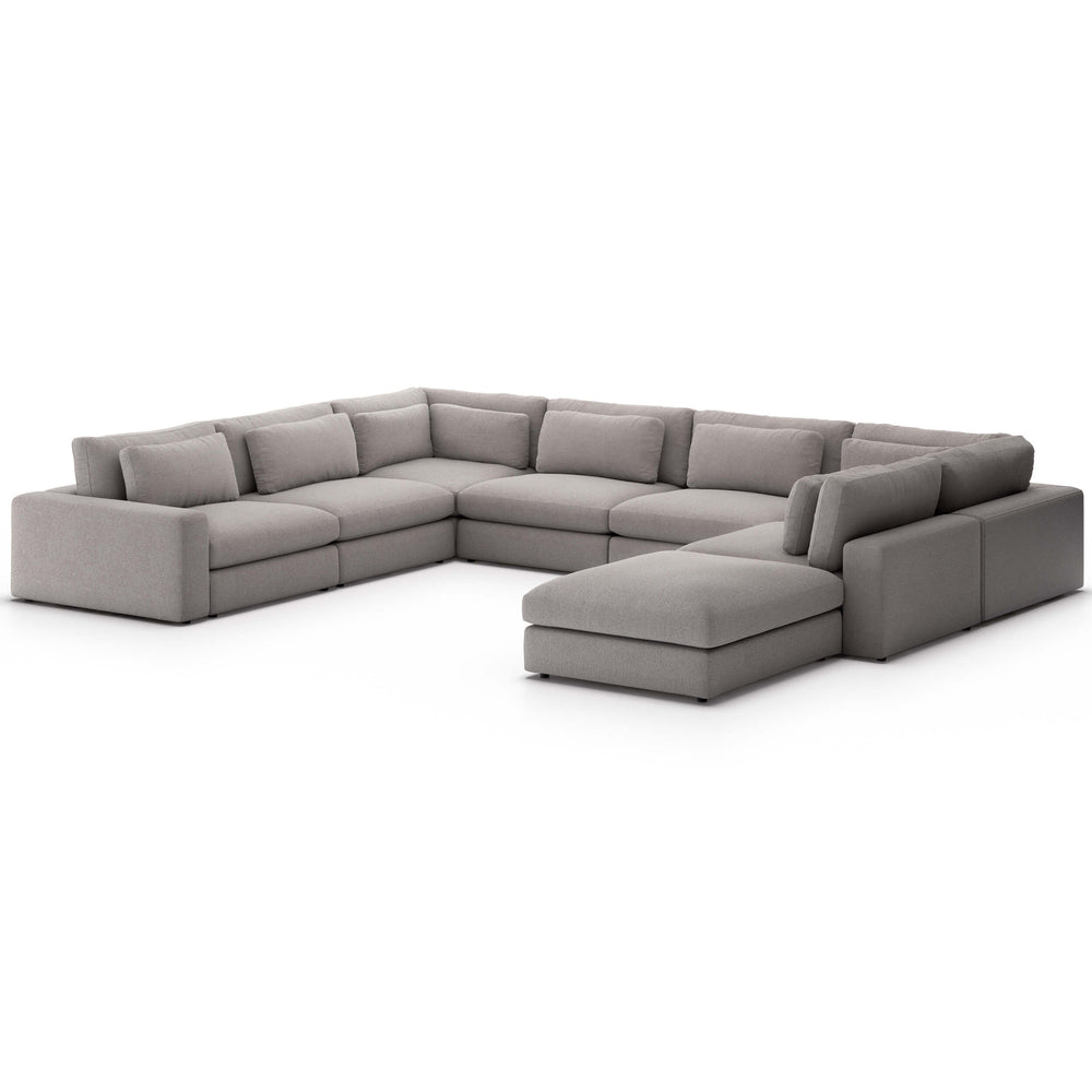 Bloor 7 Piece Sectional w/ Ottoman, Chess Pewter-Furniture - Sofas-High Fashion Home