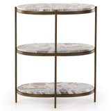 Felix Oval Nightstand, Canyon Marble/Antique Brass-Furniture - Bedroom-High Fashion Home