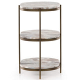 Felix Oval Nightstand, Canyon Marble/Antique Brass-Furniture - Bedroom-High Fashion Home