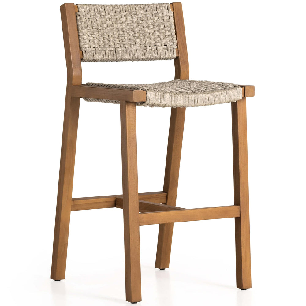 Delano Outdoor Bar Stool, Natural Teak-Furniture - Chairs-High Fashion Home