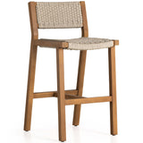 Delano Outdoor Bar Stool, Natural Teak-Furniture - Chairs-High Fashion Home