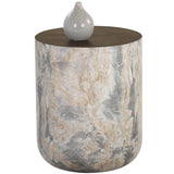 Diza End Table, Marble Look/Antique Brass-Furniture - Accent Tables-High Fashion Home