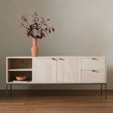 Trey Media Console Table, Dove Poplar-Furniture - Storage-High Fashion Home