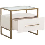 Venice Nightstand, Oyster Shagreen-Furniture - Bedroom-High Fashion Home