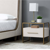 Venice Nightstand, Oyster Shagreen-Furniture - Bedroom-High Fashion Home