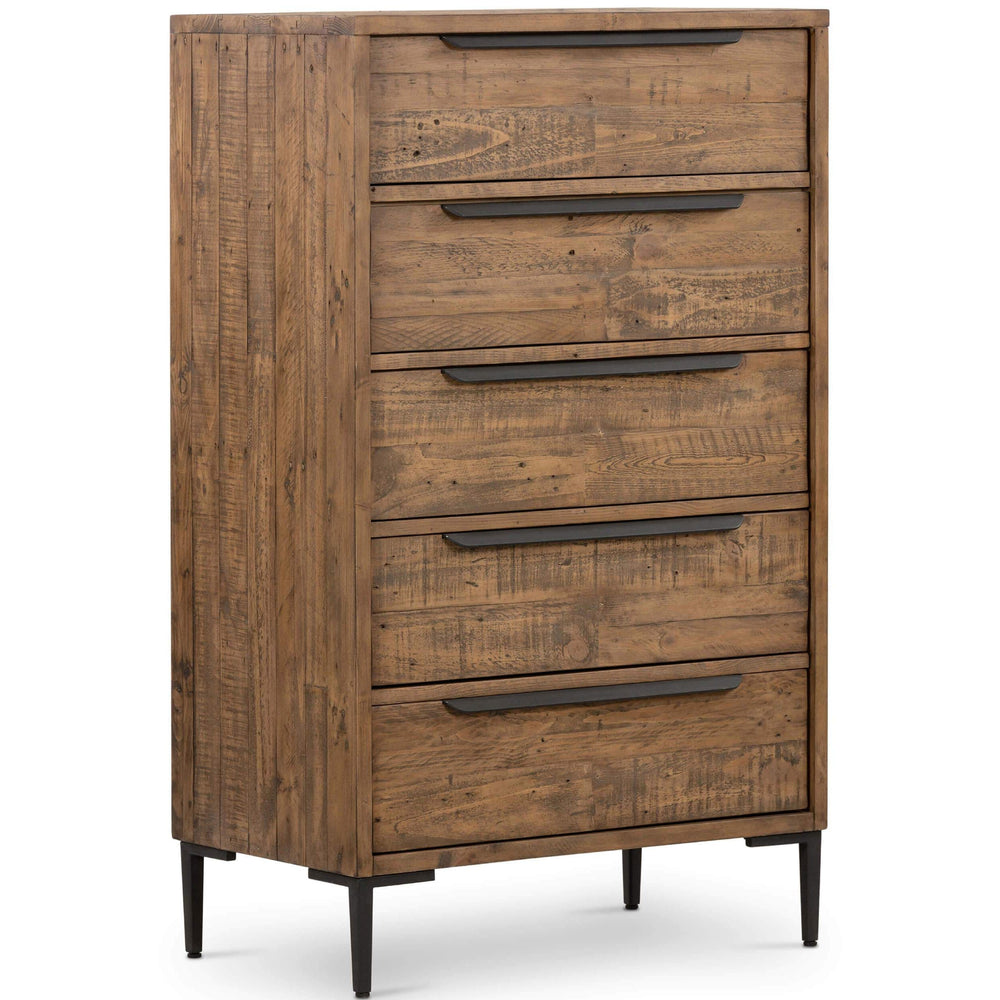 Wyeth 5 Drawer Dresser, Rustic Sandalwood-Furniture - Bedroom-High Fashion Home