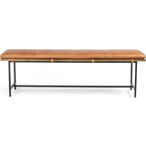 Gabine Leather Bench, Brandy-Furniture - Chairs-High Fashion Home