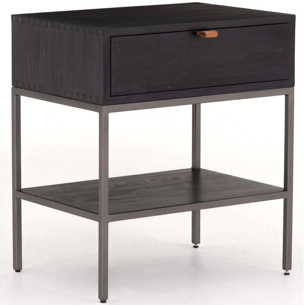 Trey Nightstand, Black Wash Poplar-Furniture - Bedroom-High Fashion Home