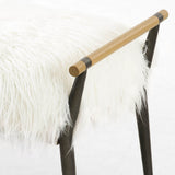 Charlotte Bench, Mongolian Cream Fur-Furniture - Chairs-High Fashion Home