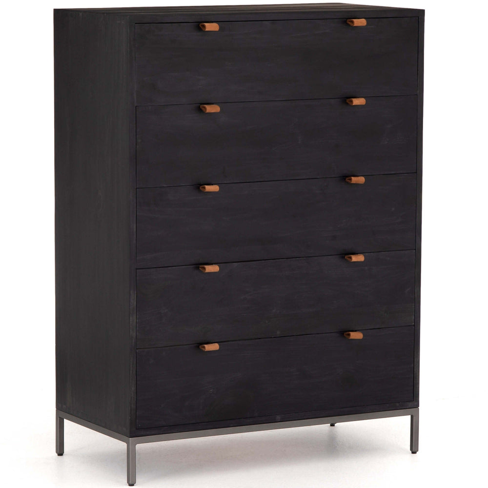 Trey 5 Drawer Dresser, Black Wash Poplar-Furniture - Storage-High Fashion Home