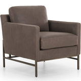 Vanna Leather Chair, Umber Pewter-Furniture - Chairs-High Fashion Home