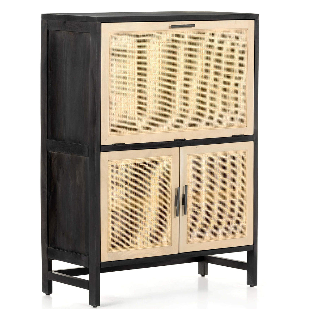 Caprice Bar Cabinet, Black Wash Mango-Furniture - Storage-High Fashion Home