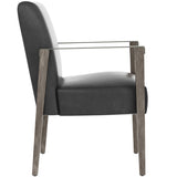 Earl Leather Arm Chair, Brentwood Charcoal-Furniture - Dining-High Fashion Home