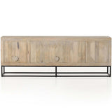 Kelby Media Console, Light Wash Carved-Furniture - Storage-High Fashion Home