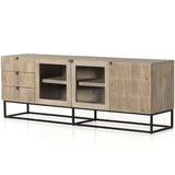 Kelby Media Console, Light Wash Carved-Furniture - Storage-High Fashion Home